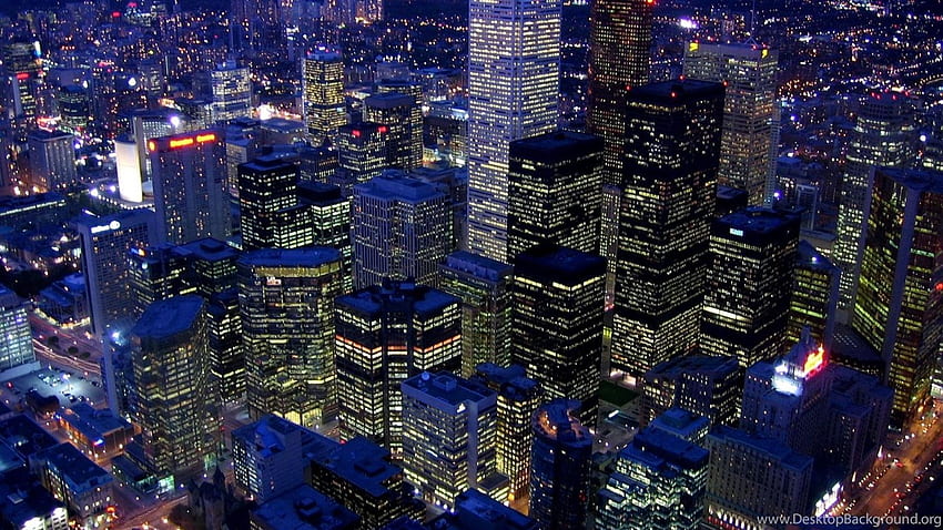 View From Cn Tower In Toronto At Night Background HD wallpaper