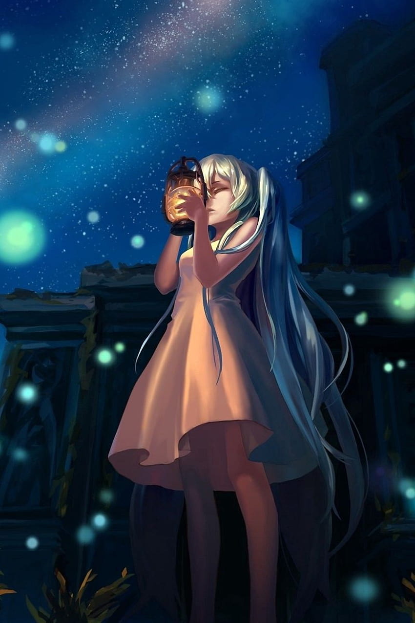 Anime, Girl, Glow, Lights, Night, Lamp Iphone 4s 4 For Parallax Background HD phone wallpaper