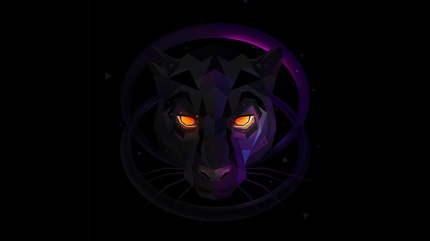 Czarny , czarna pantera, fioletowy, low poly, grafika cyfrowa, lowpoly • For You For & Mobile, Black Panther Abstract Tapeta HD