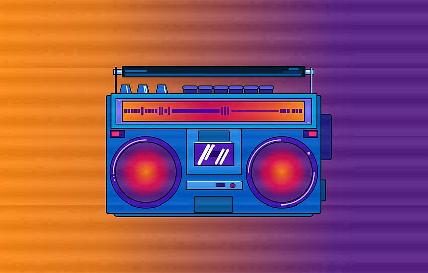 Minimalism, Music, Background, 80s, Tape, Illustration, 80's, Synth, Retrowave, Synthwave, New Retro Wave, Futuresynth, Sintav, Retrouve, Outrun, Vasiliev Constantine for , section минимализм -, 80s Boombox HD wallpaper