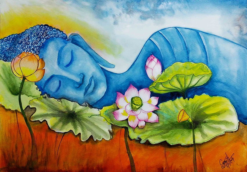 Artist Painting. Buy Sleeping Buddha by Somesh Badami Rs. 31490 HD wallpaper