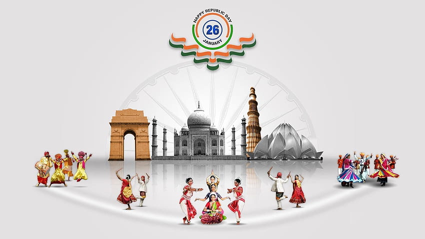 Hermosa celebración del Día de la República India, dibujos animados indios fondo de pantalla