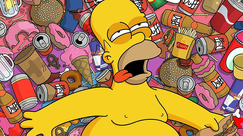 Simpsons Homer Simpson, Homer Simpson, The Simpsons, makanan Wallpaper HD