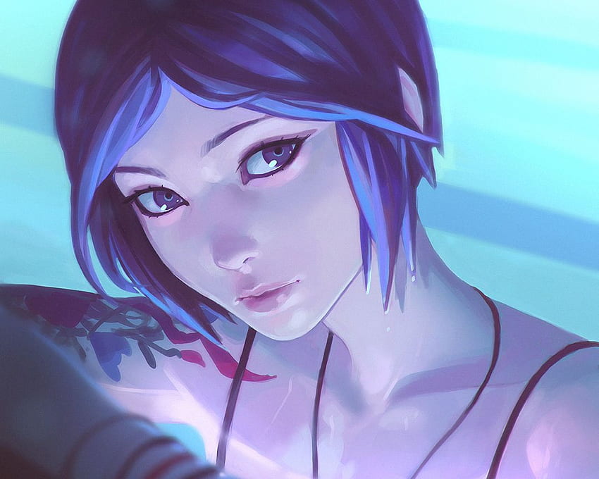 blue eyes blue hair chloe price close cropped ilya kuvshinov, Realistic Anime HD wallpaper