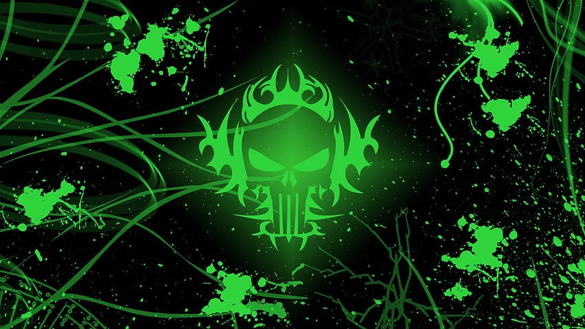 Green Skull, Green Flaming Skull HD wallpaper