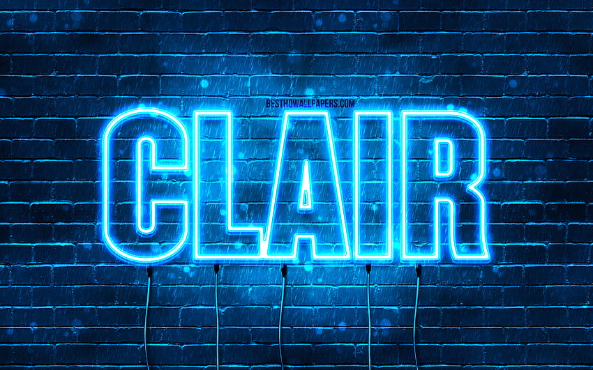 Happy Birtay Clair, , blue neon lights, Clair name, creative, Clair ...