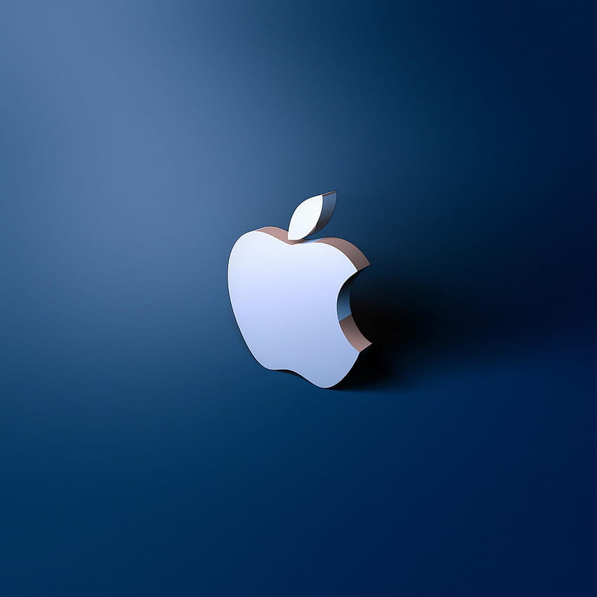 logo apel biru metalik dan mengkilap ipad iphone wallpaper ponsel HD