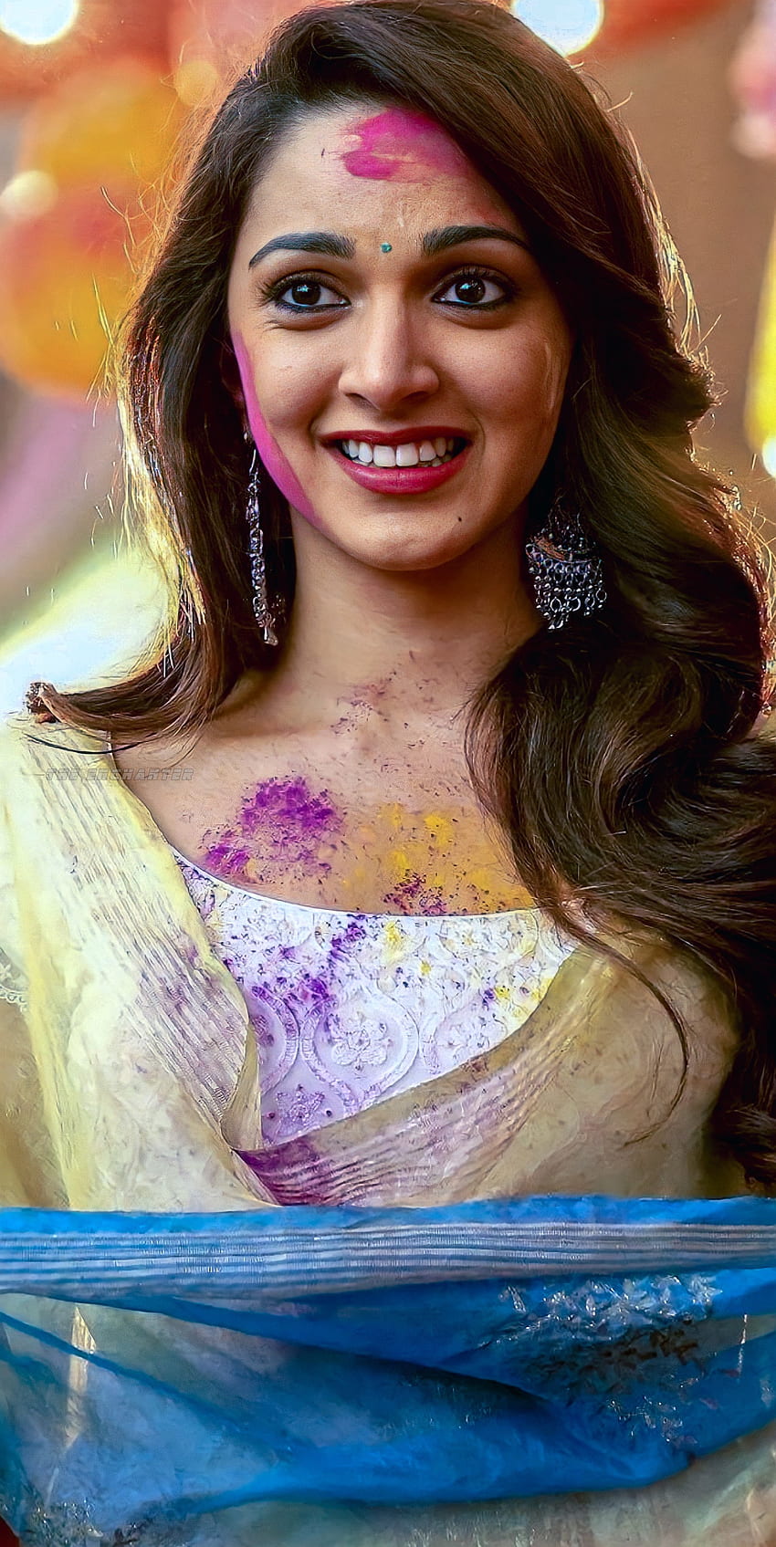 Kiara Advani, colour, beauty, Holi, Actress, Bollywood HD phone wallpaper