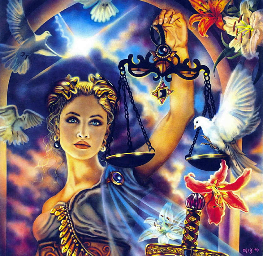 Goddess, flowers, birds, fantasy HD wallpaper