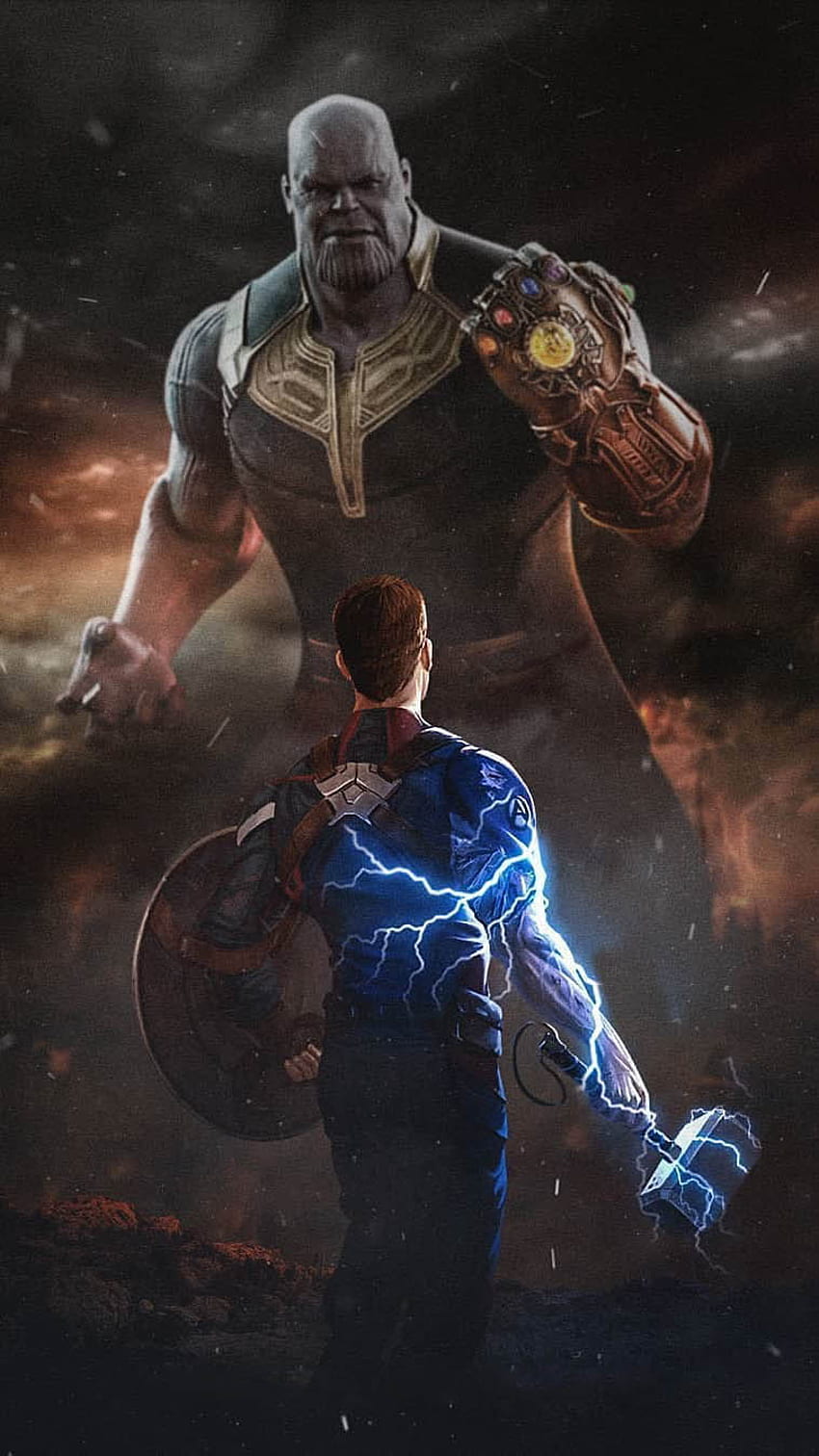 Kaptan Amerika Mjolnir ile Thanos'a Karşı IPhone - IPhone : iPhone, Kaptan Amerika Thanos Ordusuna Karşı HD telefon duvar kağıdı