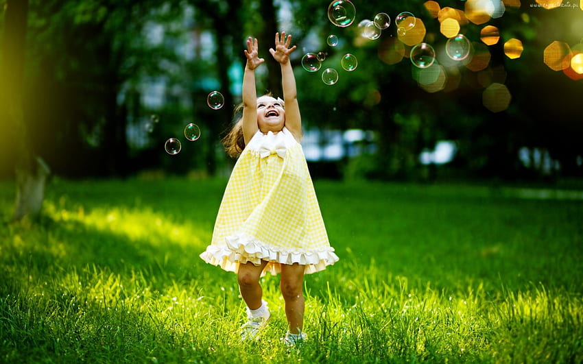 Freude an der Kindheit, Blasen, Kind, glücklich, Kindheit HD-Hintergrundbild