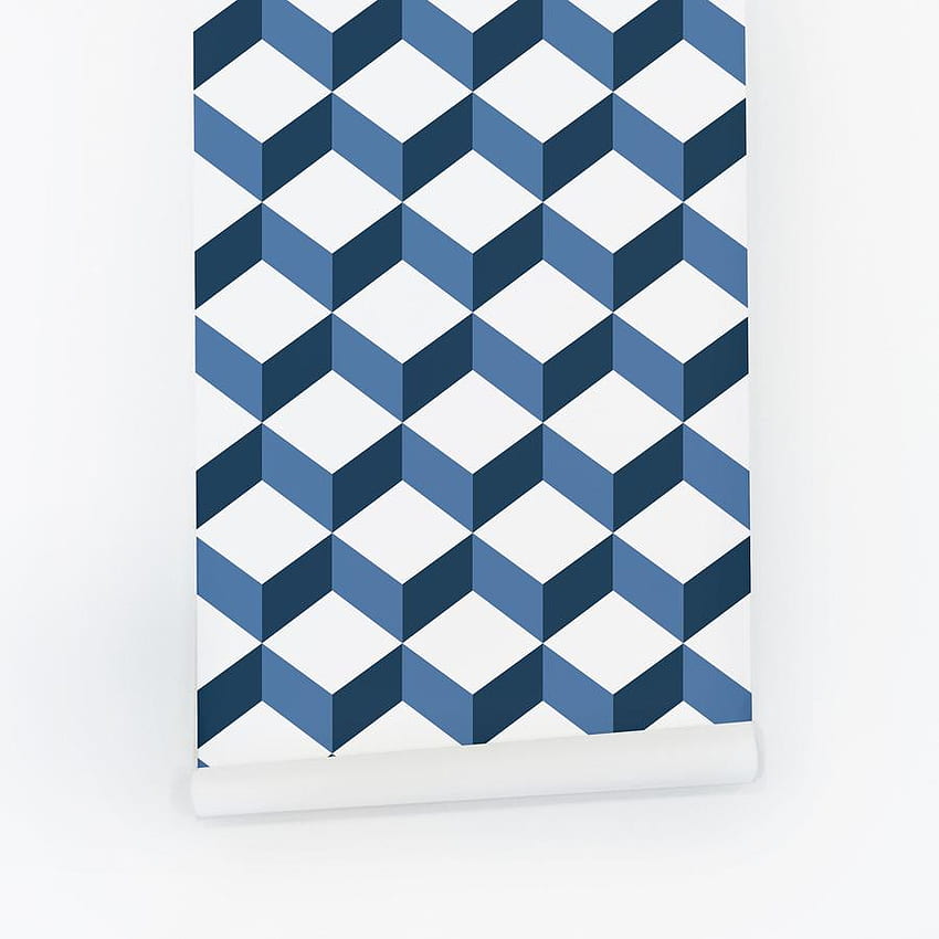 Blue geometric cube . Home office ideas, White Cube HD phone wallpaper