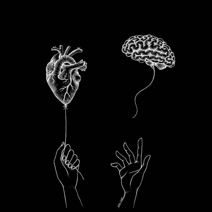 Kalp ve Beyin Çizimleri. Beyin çizimi, Çizgi sanatı çizimleri ve Beyin sanatı HD telefon duvar kağıdı