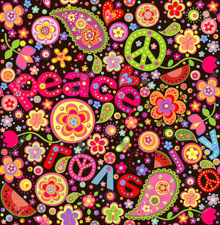 Paz colorida para Android. Linda paz hippie fondo de pantalla del teléfono