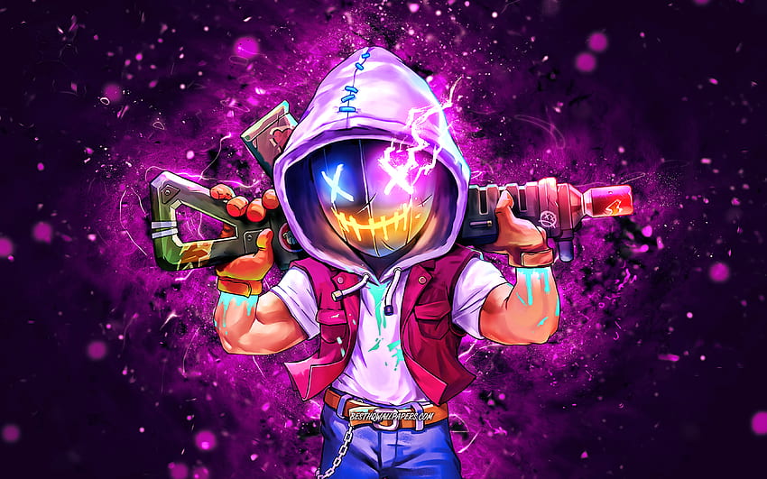 Wade, , violet neon lights, Neon Abyss, roguelike, Neon Abyss characters, Wade Neon Abyss, Wade character HD wallpaper
