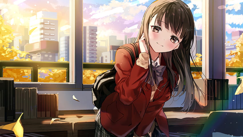 Anime Girl Is Wearing Brown Uniform Dress Anime Girl HD wallpaper
