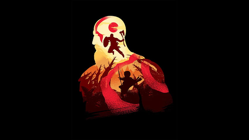 Kratos In God Of War Minimalism,, Minimalist PlayStation HD wallpaper