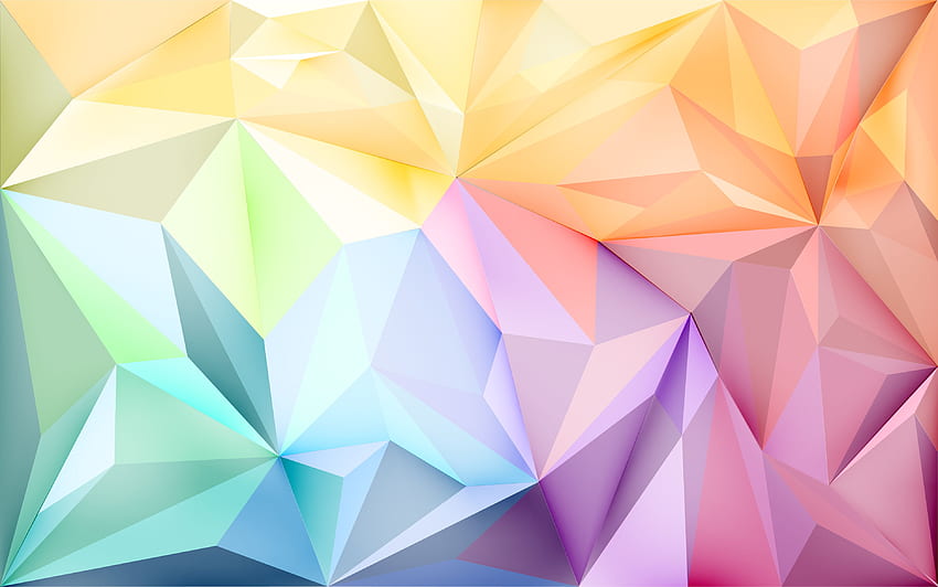 Background with polygons in gradient colors, Rainbow Polygon HD wallpaper