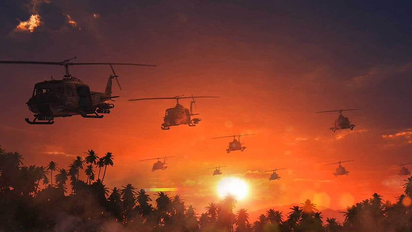 Apocalypse Now, now, helicopter, apocalypse, sunset HD wallpaper