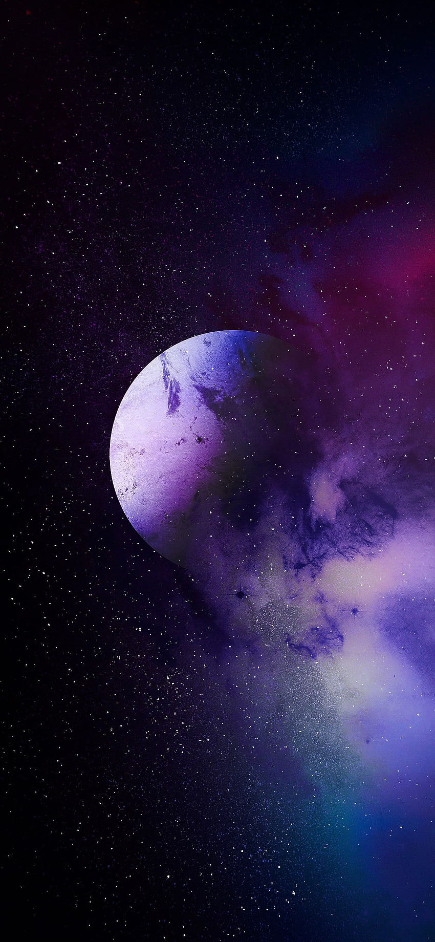 Kosmiczna fantazja na iPhone'a, Purple i Green Space Tapeta na telefon HD