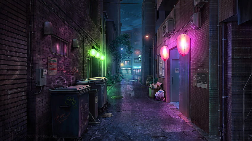 ArtStation - commissioni di background art per anime, ForD Nguyen, Alley Anime Sfondo HD