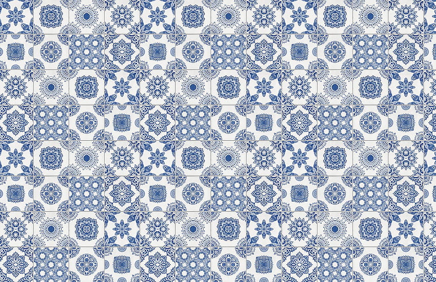 Blue and White Tile, Vintage Blue Texture HD wallpaper