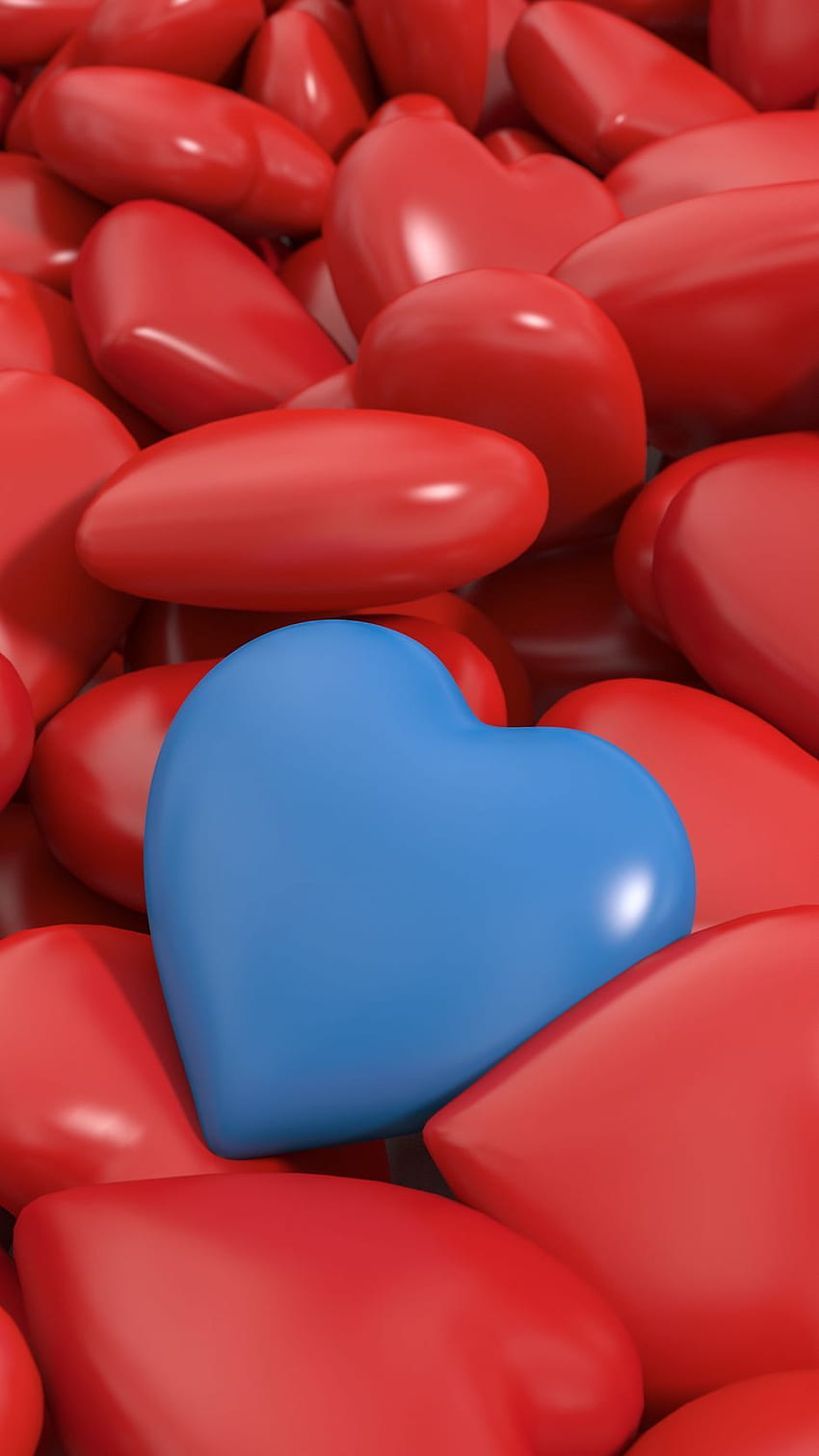 Heart, Red, Blue, 3D Iphone 8 7 6s 6 For Parallax Background, Heart Geometry HD phone wallpaper