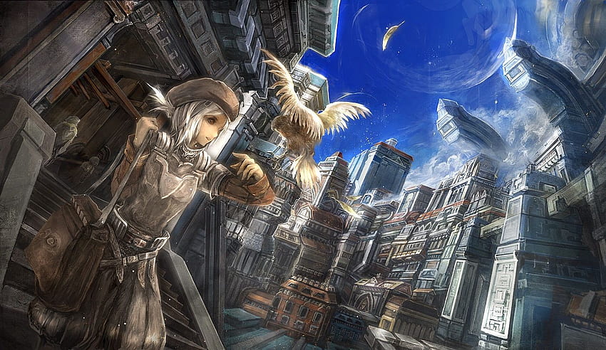 Anime City Scenery, City of Heaven HD wallpaper
