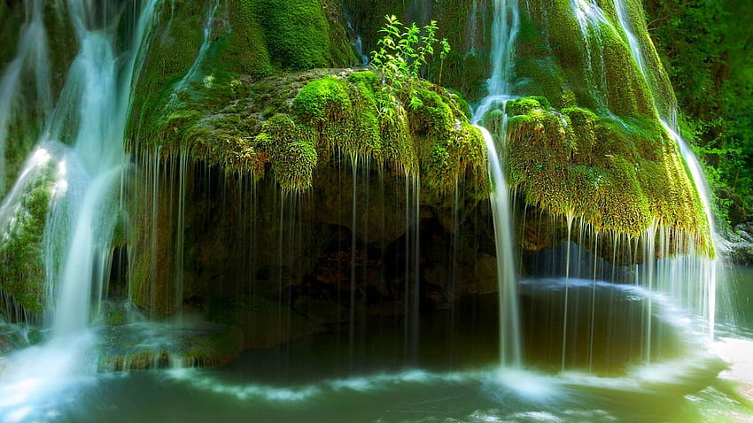 Waterfall in Romania, lake, Europe, Romania, river, natural, graphy, moss, landscape, rocks, wonders, green, , nature HD wallpaper