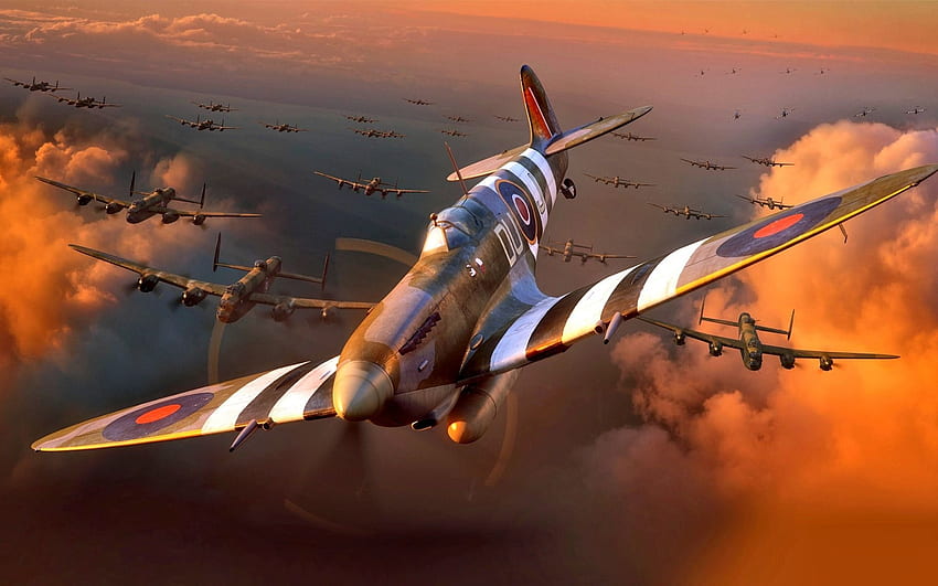 Supermarine Spitfire, British fighter, World War II, squadron of bombers, Spitfire MkIXe, Royal Air Force for with resolution . High Quality, British WW2 HD wallpaper