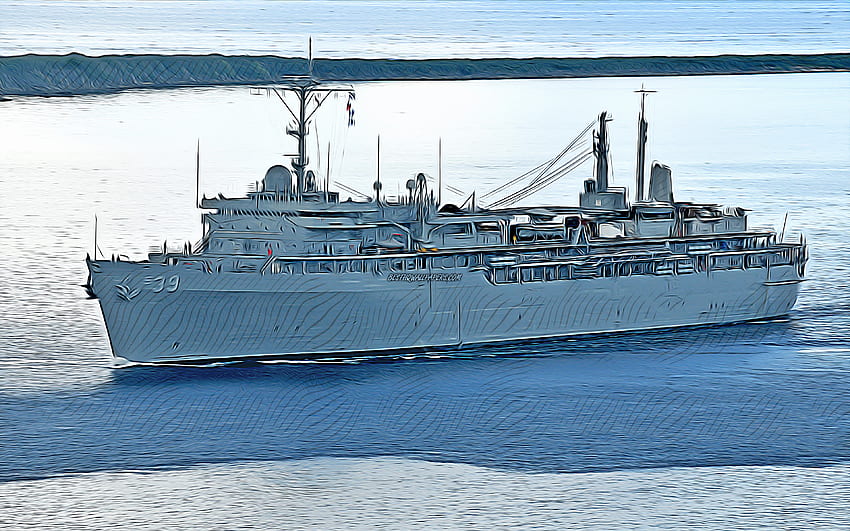 USS Emory S Land, , arte vettoriale, AS-39, tender sottomarini, Marina degli Stati Uniti, esercito degli Stati Uniti, astratte navi, corazzata, US Navy, Land-class, USS Emory S Land AS-39 Sfondo HD