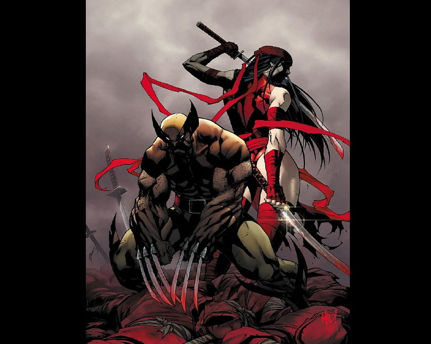 Wolverine und Elektra, Schwerter, die Hand, Krallen, Marvel Comics HD-Hintergrundbild