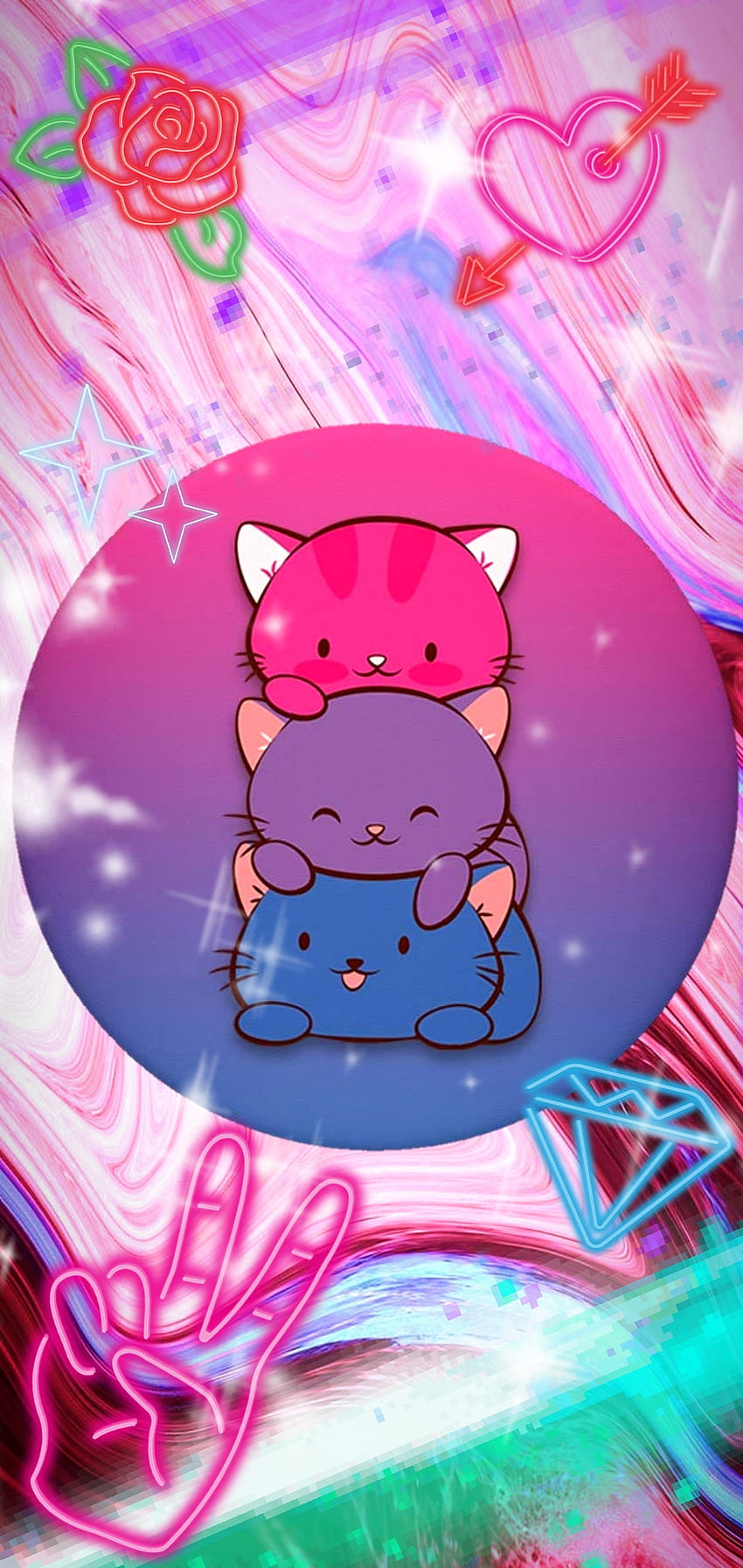 Bi Pride Kittens, bi_cat, pink, blue, lgbtq, purple, bipride HD phone wallpaper