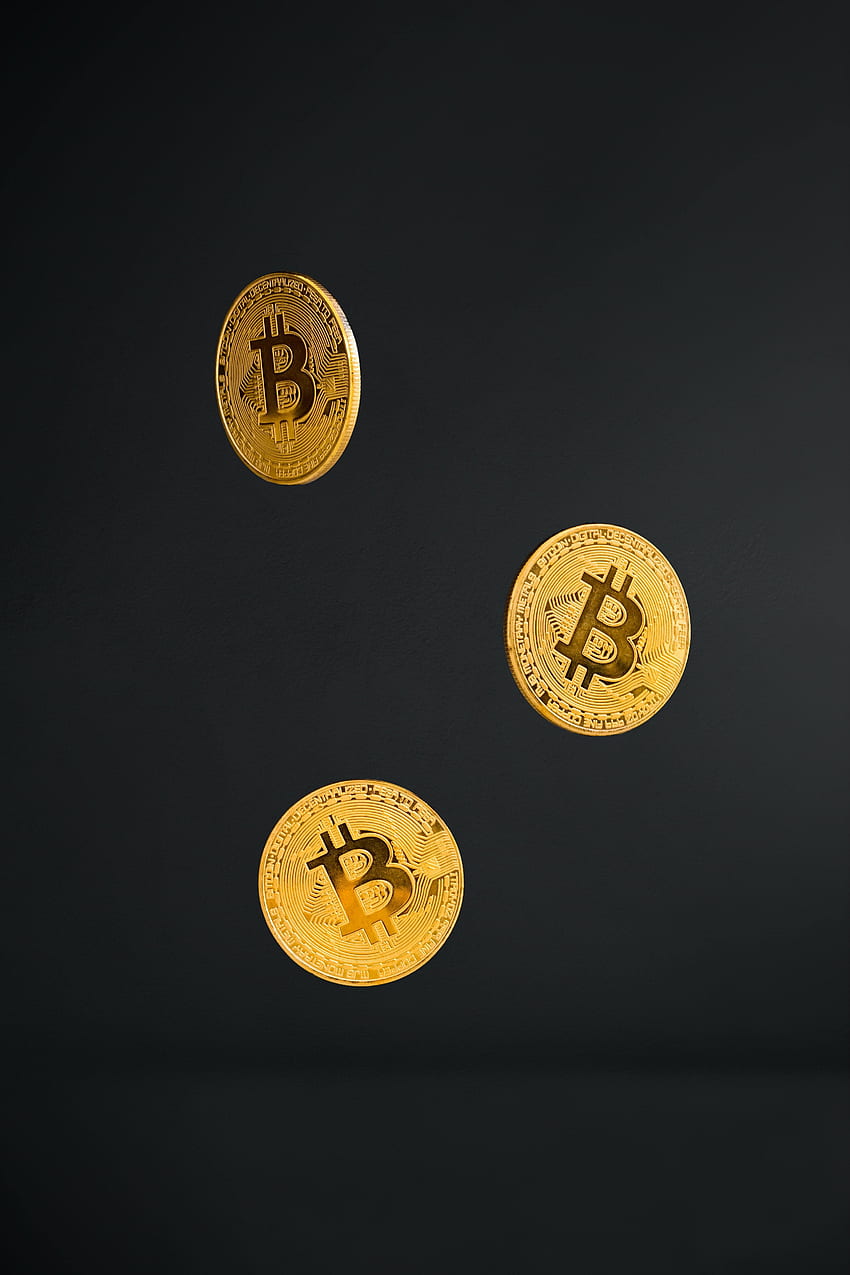 Monety, złoty bitcoin, kryptowaluta Tapeta na telefon HD