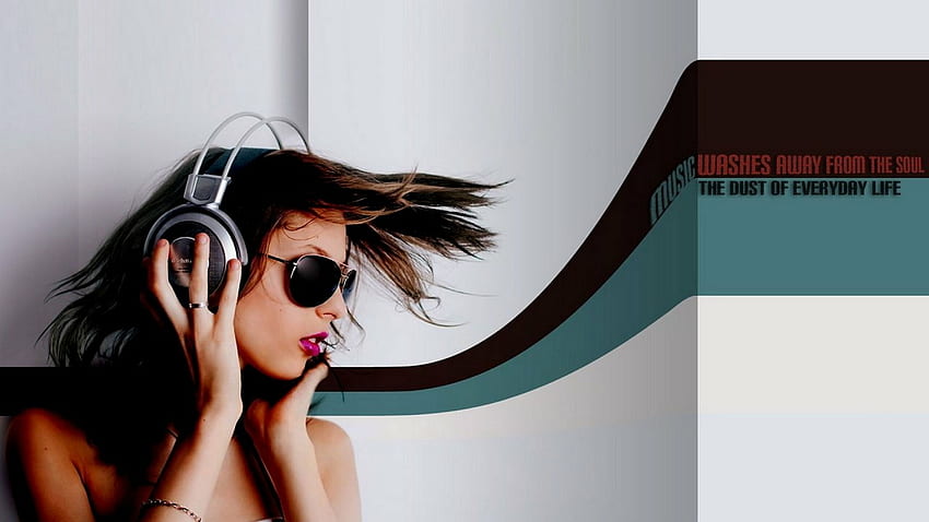 Music washes me away, music, girl, sound, earphones HD wallpaper
