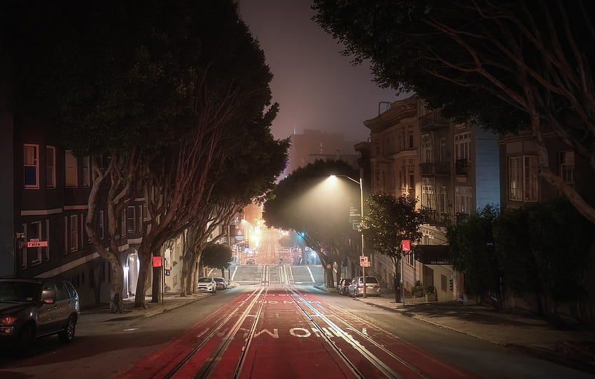 the city, San Francisco, Foggy morning for , section город, Foggy Street HD wallpaper