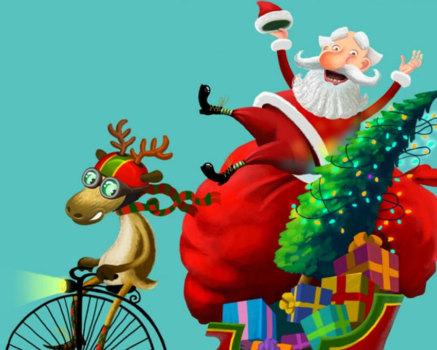 Merry Christmas, holiday, funny, Santa, Christmas HD wallpaper