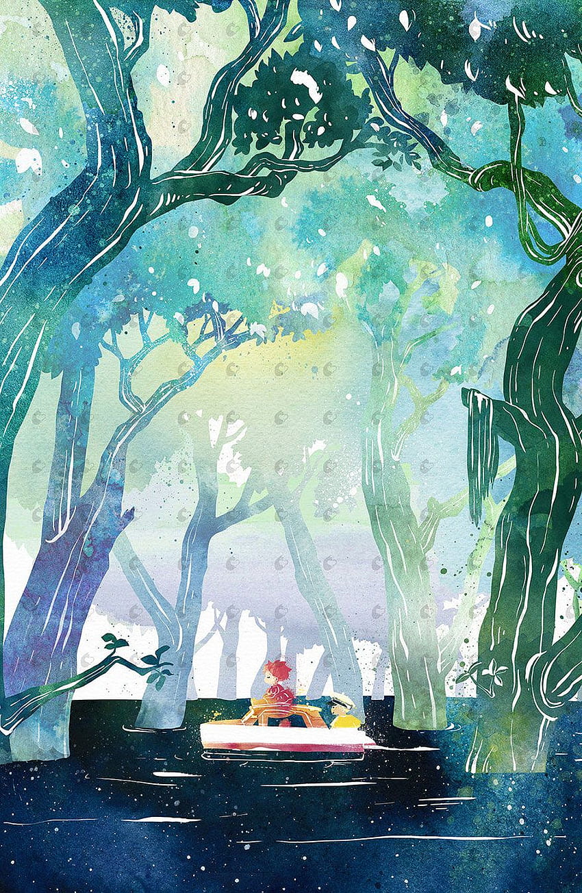Von Studio Ghibli inspirierte Gemälde, die Sie verzaubern werden, Ghibli-Aquarell HD-Handy-Hintergrundbild