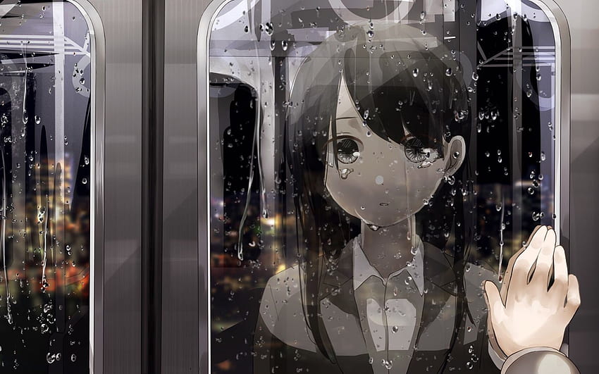 Train, Window, Cute Anime Girl, Rain, , , Background, F11f72 HD wallpaper
