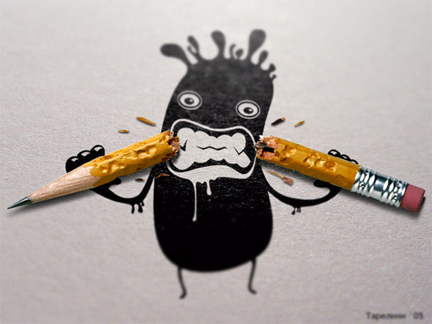 Zły, ołówek, potwór, grafika Tapeta HD