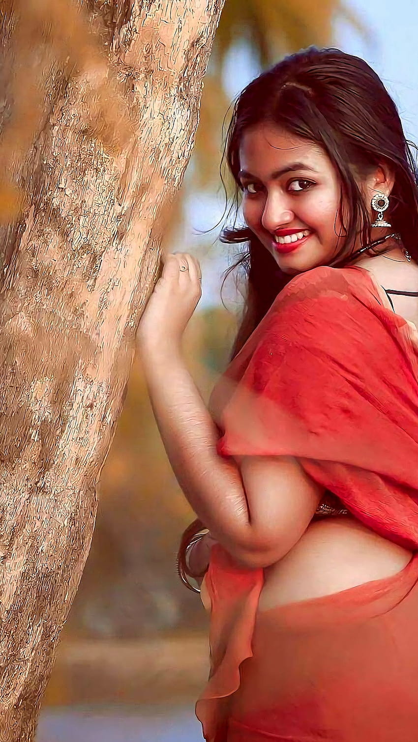 Shalin zoya, malayalam actress, saree beauty HD phone wallpaper