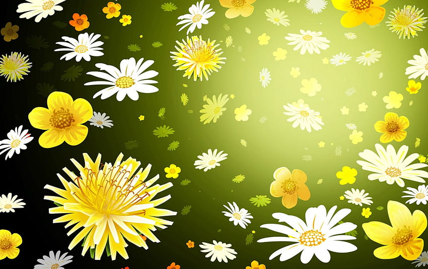 Flores à tona, coloridas, caindo, arte, cores, flores, flutuando, primavera papel de parede HD