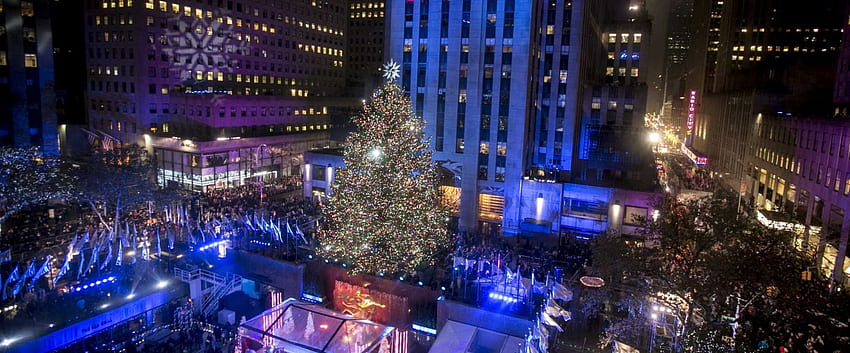 ทัวร์เที่ยวชมเมืองนิวยอร์กในช่วงวันหยุดพิเศษ ต้นคริสต์มาสนิวยอร์กไทม์สแควร์ วอลล์เปเปอร์ HD