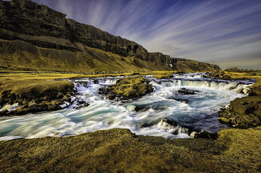 Nature, Rivers, Mountains, Rocks, Flow, Stream, Iceland HD wallpaper