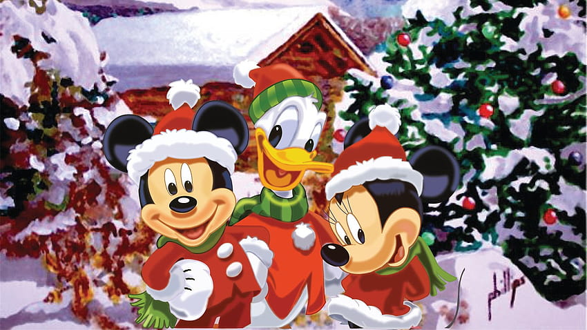 Mickey Mouse Christmas , Mickey and Minnie Mouse Christmas HD wallpaper