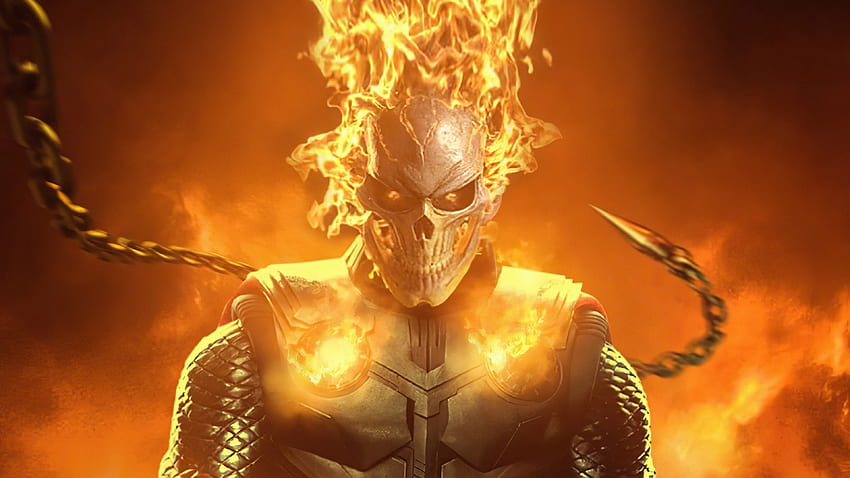 Ghost Rider, fire flames, superhero HD wallpaper