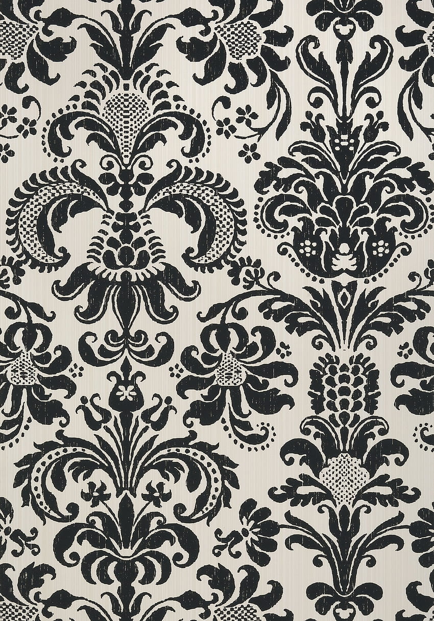 ASHLEY, Black on Cream, T89167, Collection Damask Resource 4 from Thibaut. Connection.. Blue and white , Damask , Thibaut HD phone wallpaper
