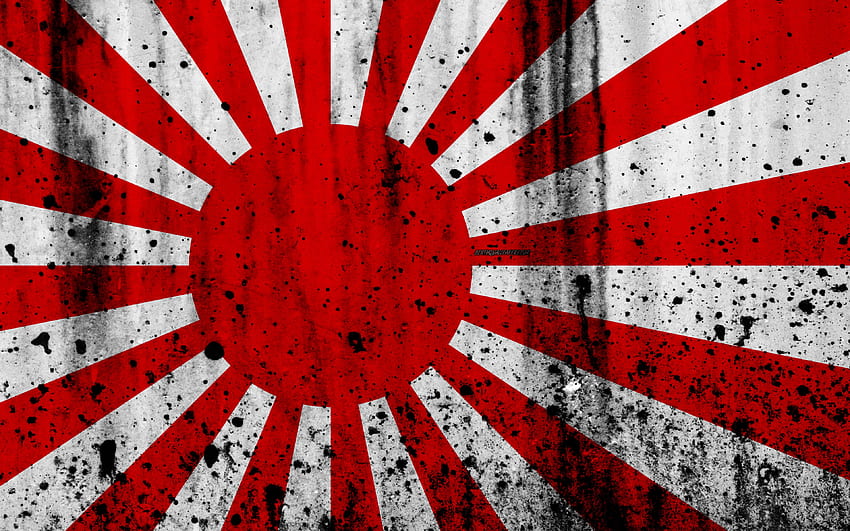Bendera Matahari Terbit,, Grunge, Tekstur Batu, Bendera JMSDF, Bendera Jepang, Angkatan Laut Kekaisaran Jepang, Pasukan Bela Diri Maritim Jepang Untuk Dengan Resolusi. Kualitas tinggi Wallpaper HD