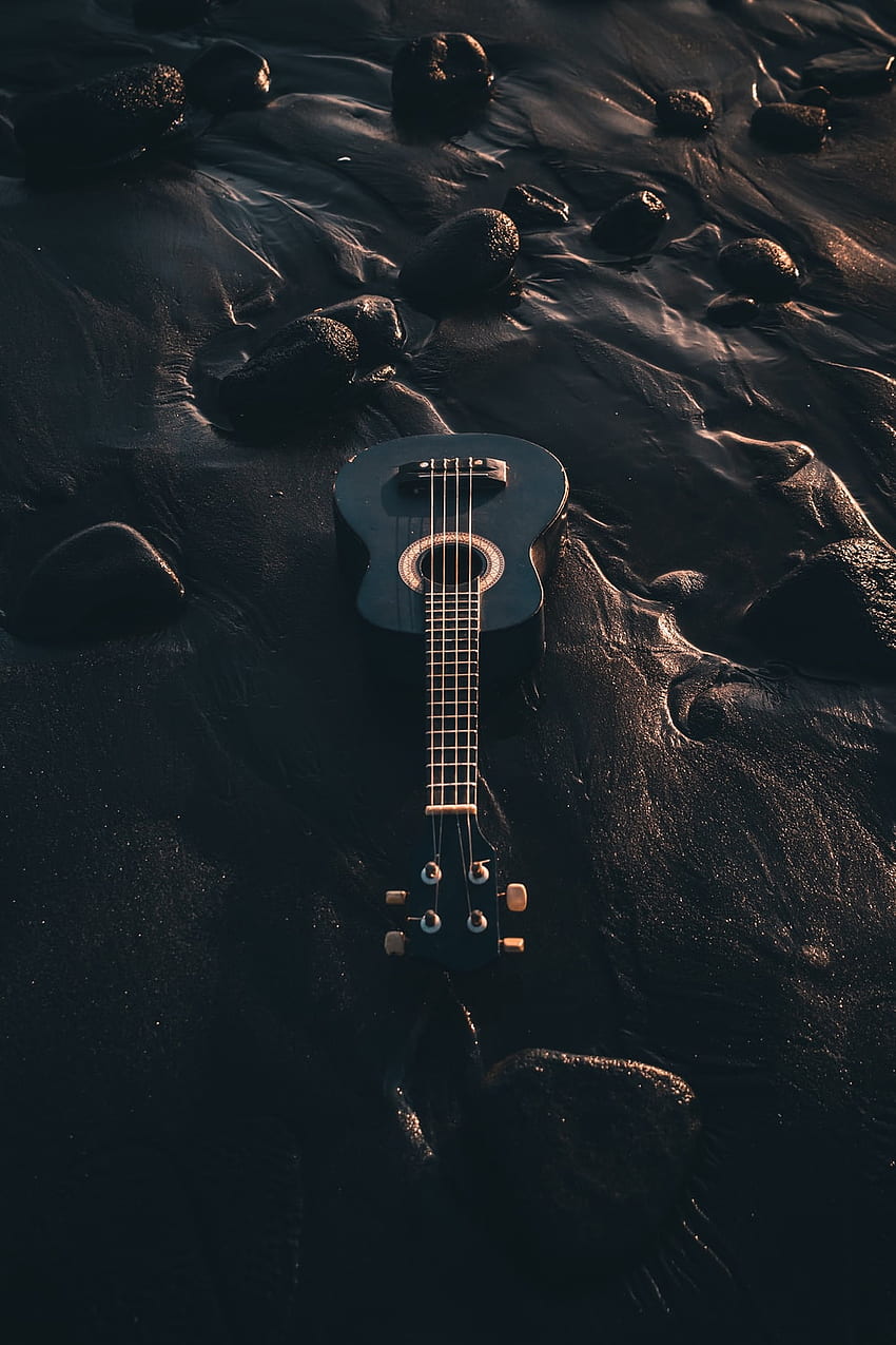 Gitar, hitam, grafik wallpaper ponsel HD