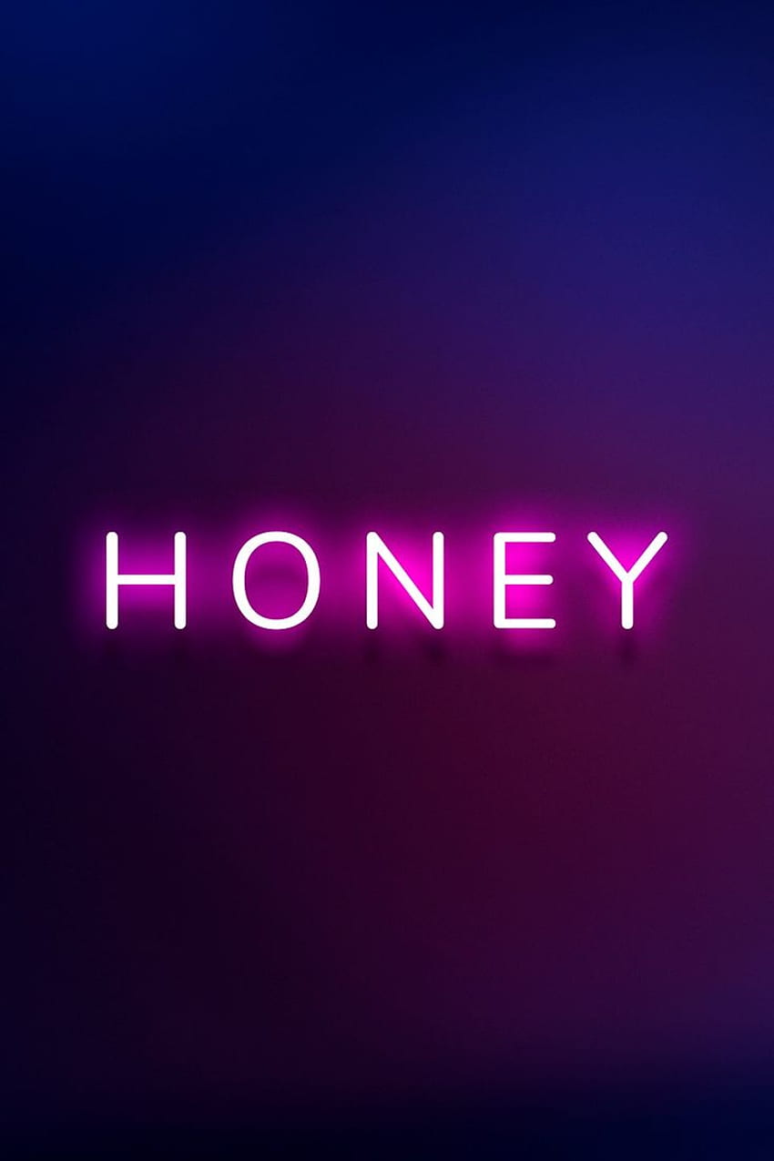 of Honey neon pink text on indigo blue background by Wit about gradient, purple background, blue, pink, and neon 2454184 HD phone wallpaper